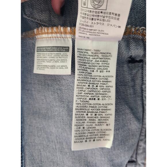 Levi’s Men’s Hybrid Hoodie Trucker Jacket Size S Blue Denim Streetwear Vibe Fall - Picture 7 of 11